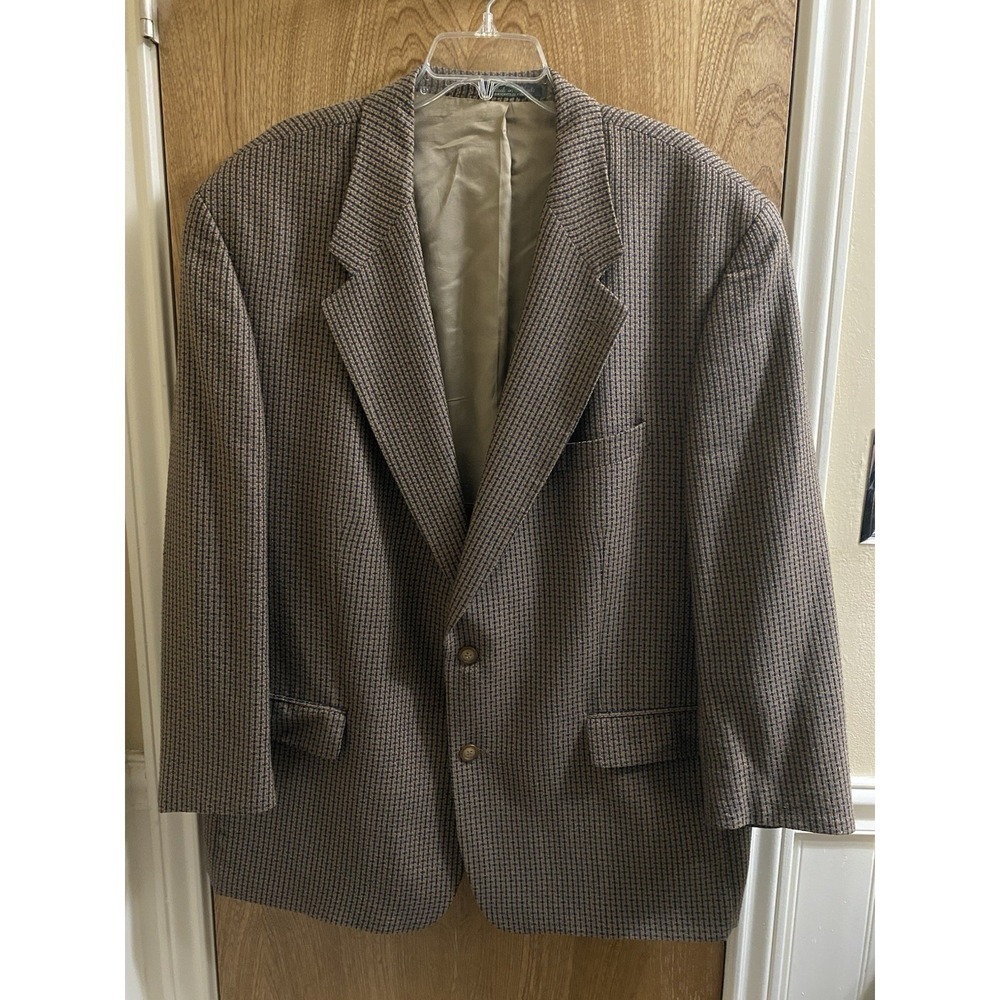 Vintage Carlo Mandrone Mens Suit Jacket Silk Wool Pockets Tweed Style Brown 50R